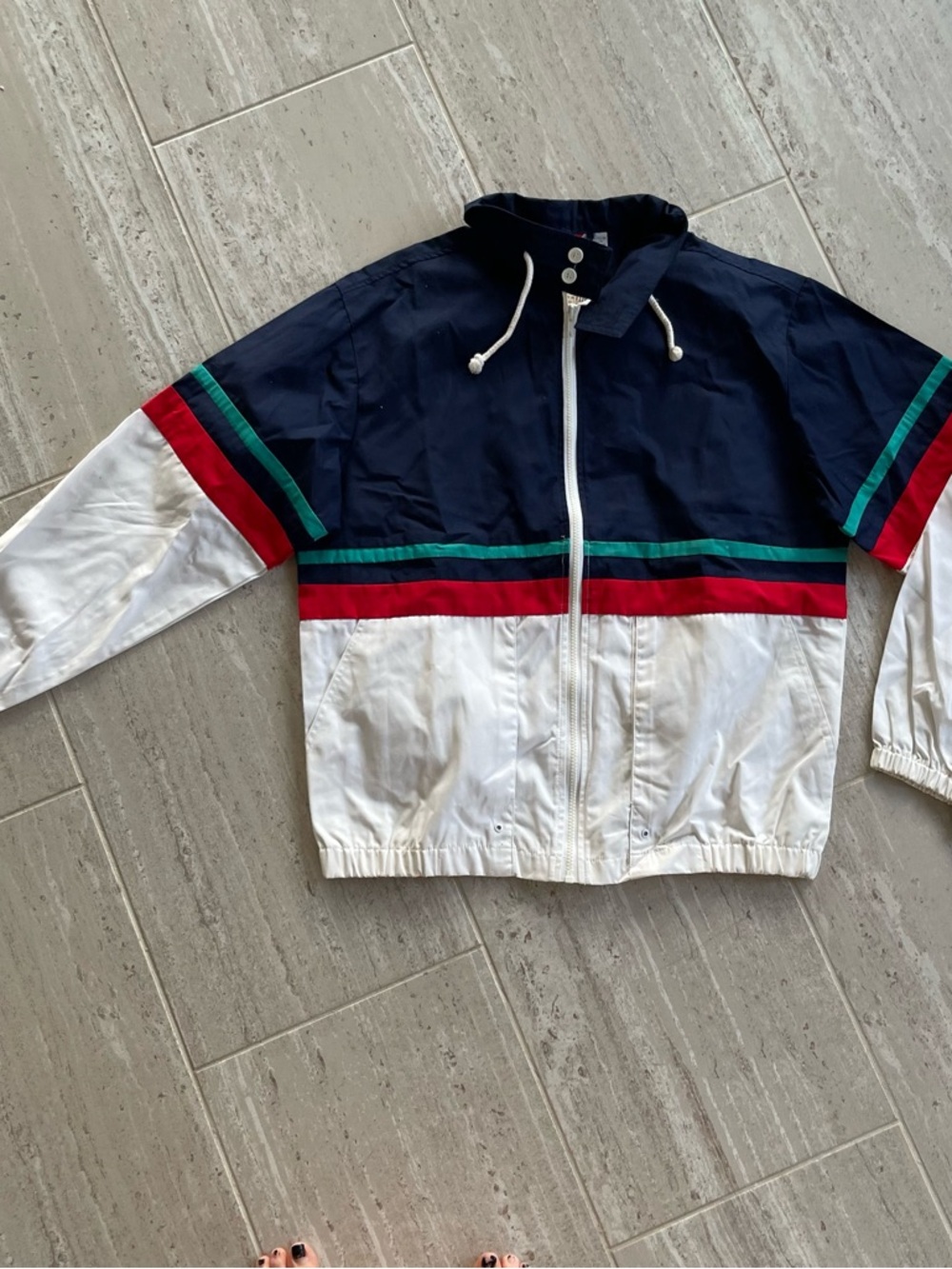 Vintage Catalina Navy, White, Red & Green Retro Windbreaker Jacket with tags